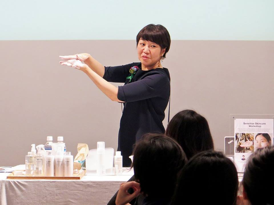 Ms Hiroko Miyao, Manager of the Health & Beauty Department at MUJI Japan explaining and demonstrating at the workshop