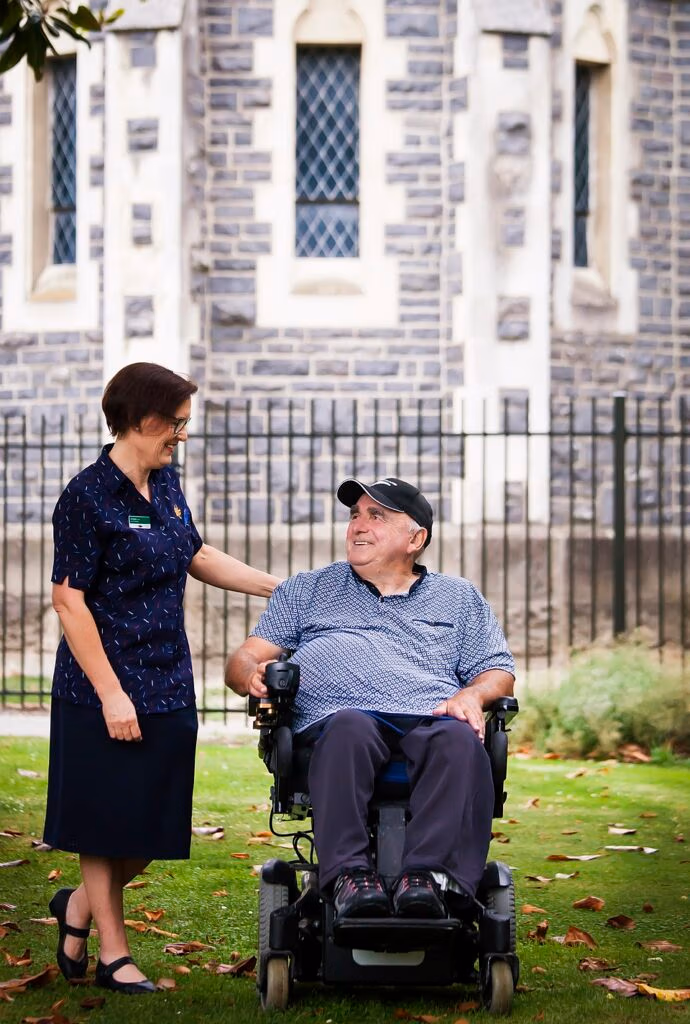 A resident and a caregiver
